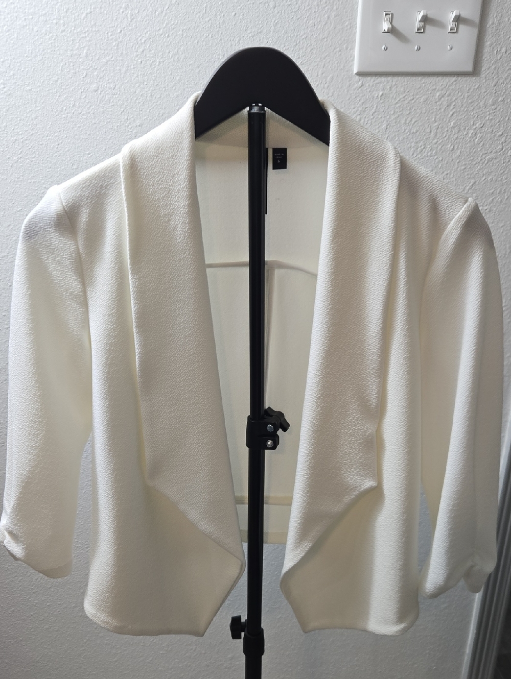 Women's Cream Open-Front Shawl Collar Cardigan